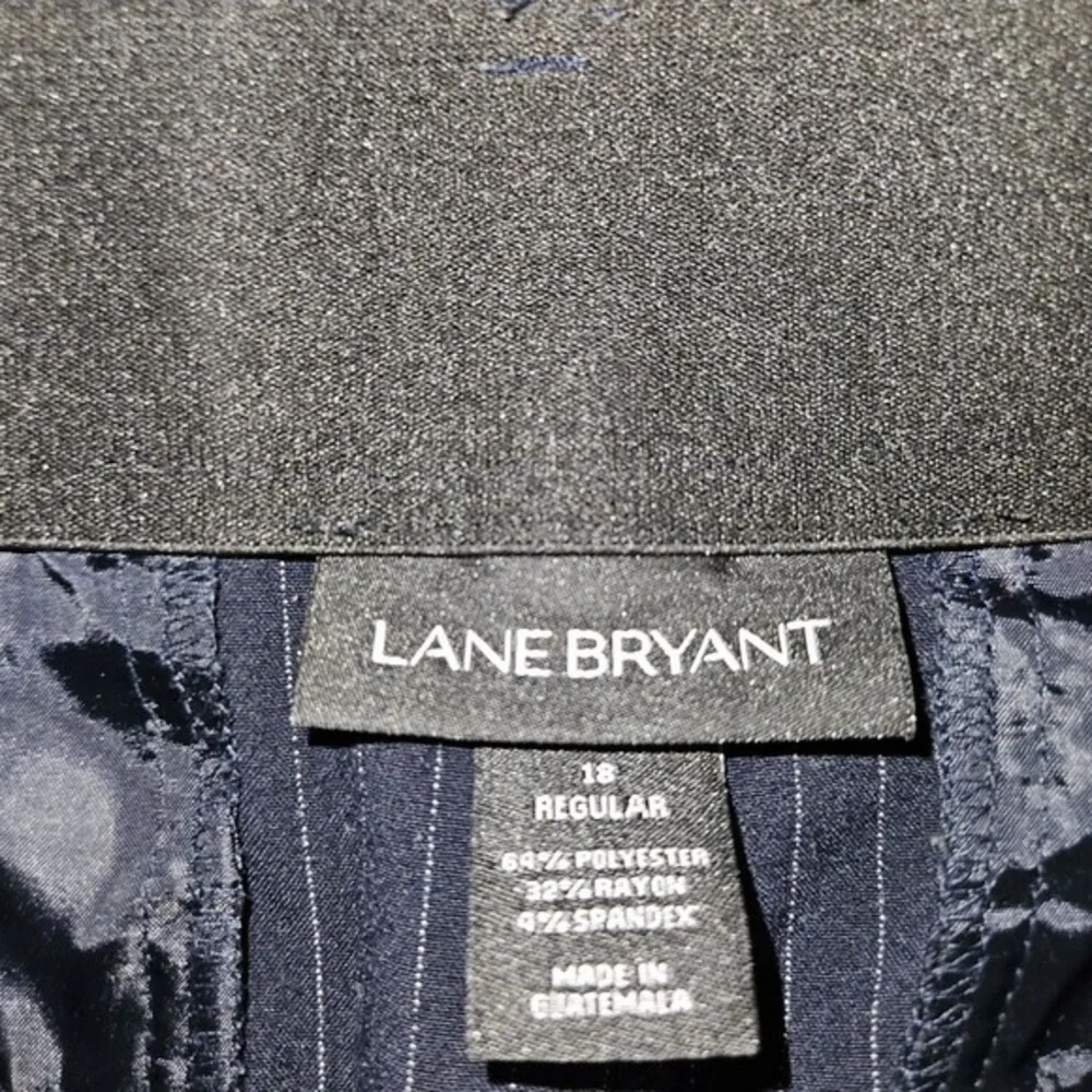 Lane Bryant 18 Black Silver Pinstripe Wide Leg Dress Pants Stretch‎ Career